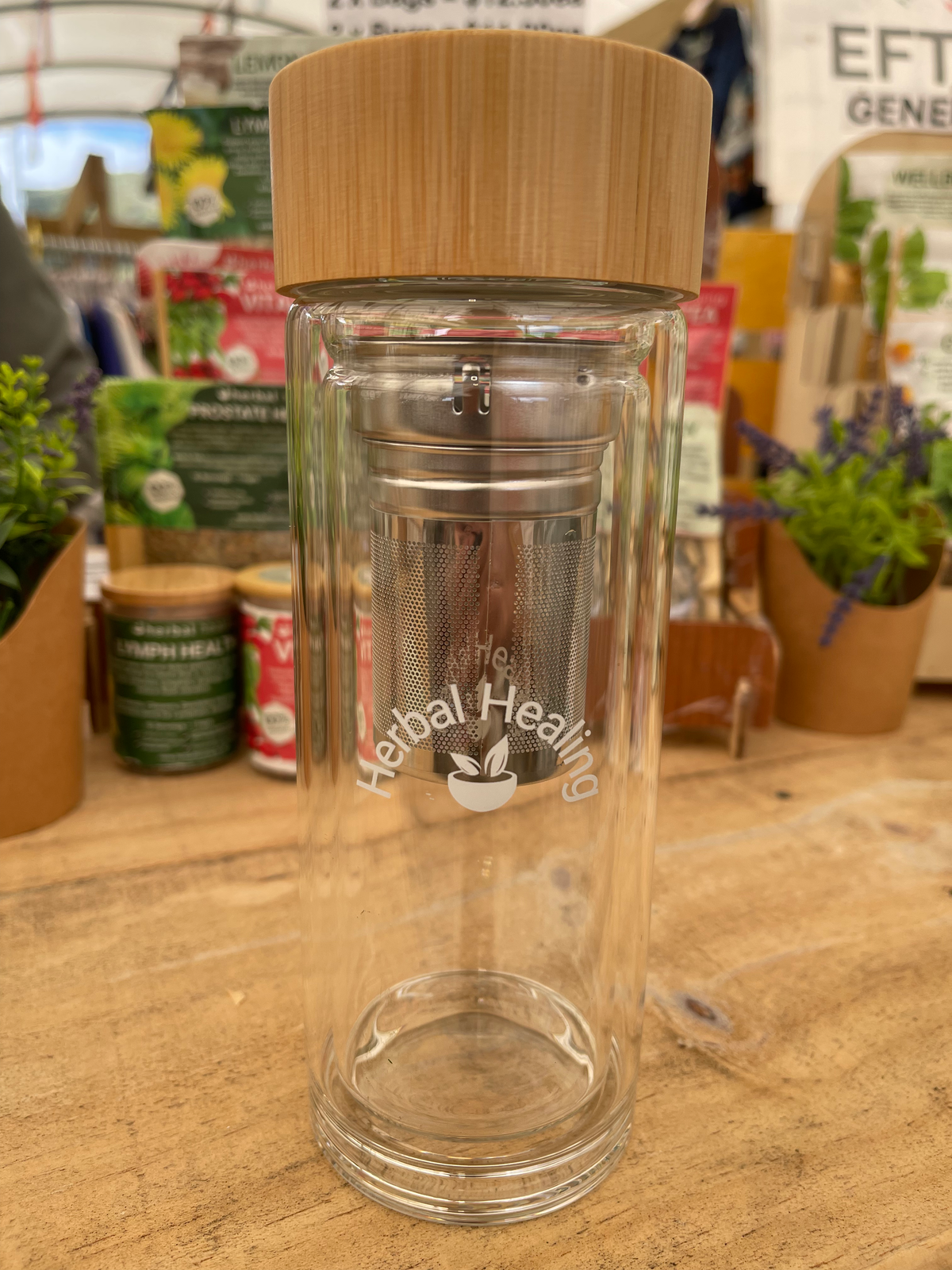 Tea Infuser Flask with Bamboo Lid | Herbal Healing
